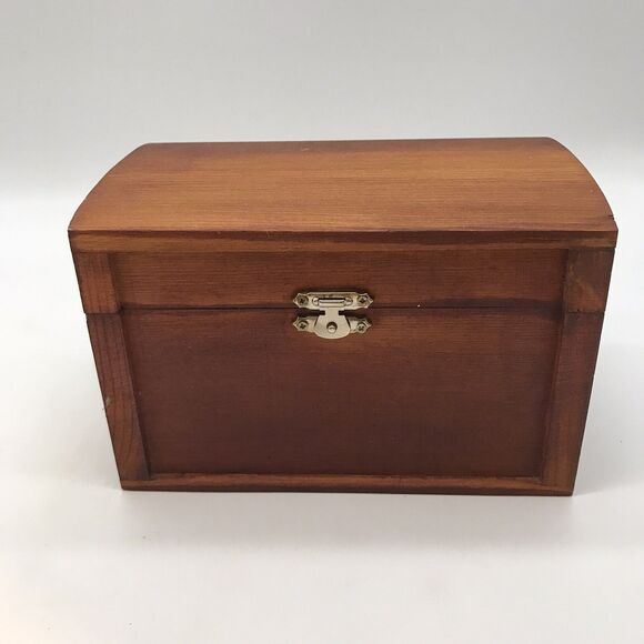 Small Wooden Curved Top Box Hinged Latch Storage Crafts Jewelry Keepsakes Cards - Picture 3 of 10